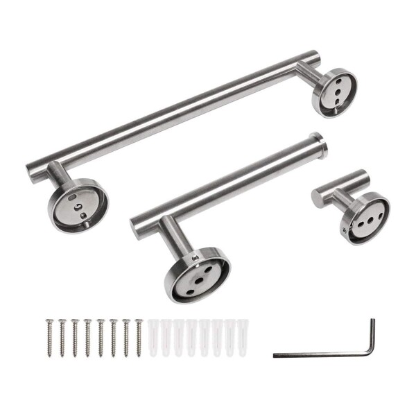 Set Accesorios De Baño Juego De 4 Piezas De Acero Inoxidable Percha Organizador Imback Color Plateado Set Accesorios De Baño Juego De 4 Piezas De Acero Inoxidable Percha Organizador Imback Color Plateado