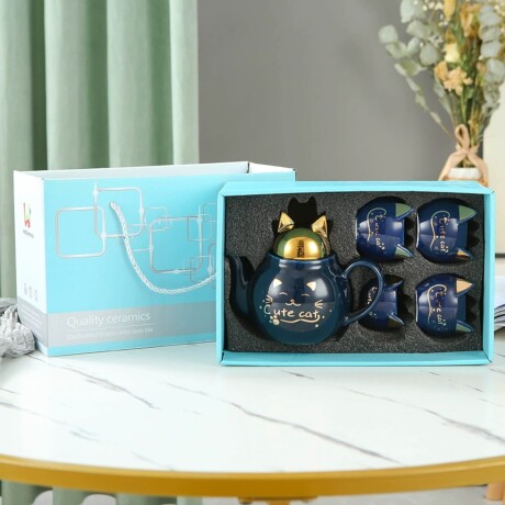 Juego De Té Cat Azul