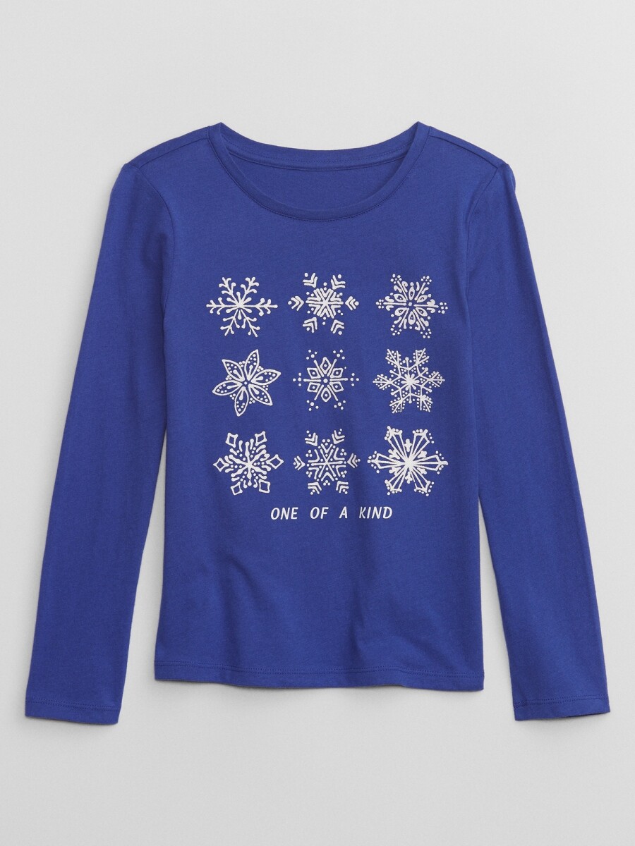 Remera Gràfico Manga Larga Niña - Mosaic Blue 