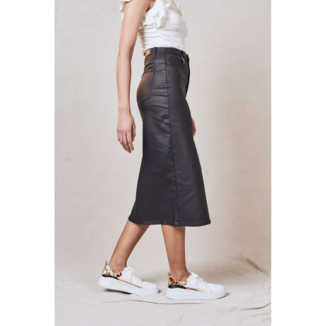 Falda Midi Waxed Negro