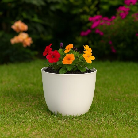 MACETA REDONDA UMBRA 18 CM Blanco