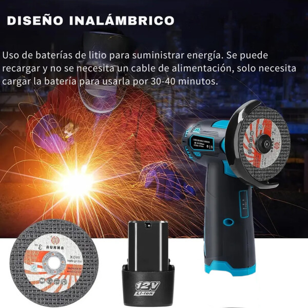 Amoladora Portatil Recargable 12 V + Disco De Respuesto AMOLADORA PORTATIL REGARGABLE JMJ-12V