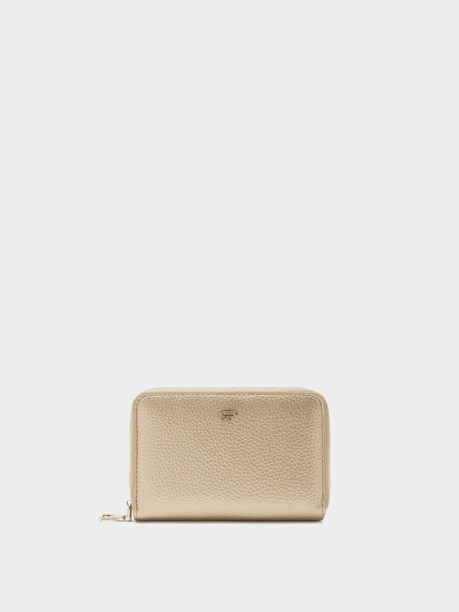 Cartera Con Textura Y Cierre De Cremallera dorado