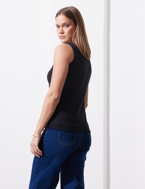 Musculosa Algodon Basica NEGRO
