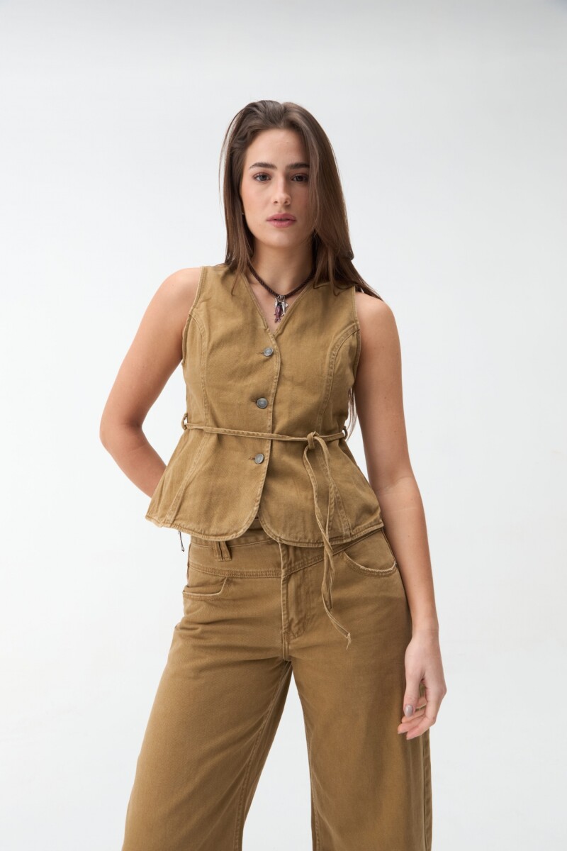 Chaleco Denim Julie - Beige 