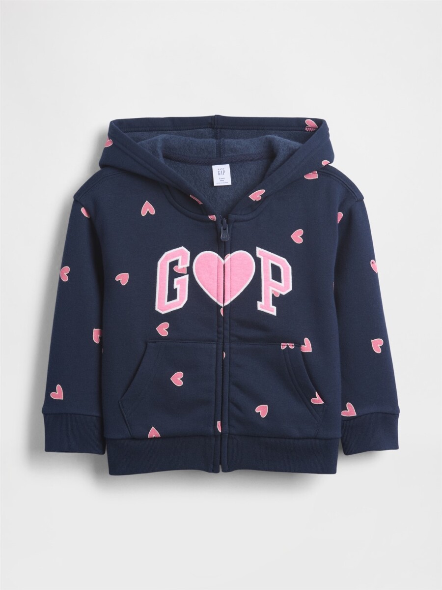 Canguro Con Cierre Logo Gap Toddler Niña - Navy Hearts 