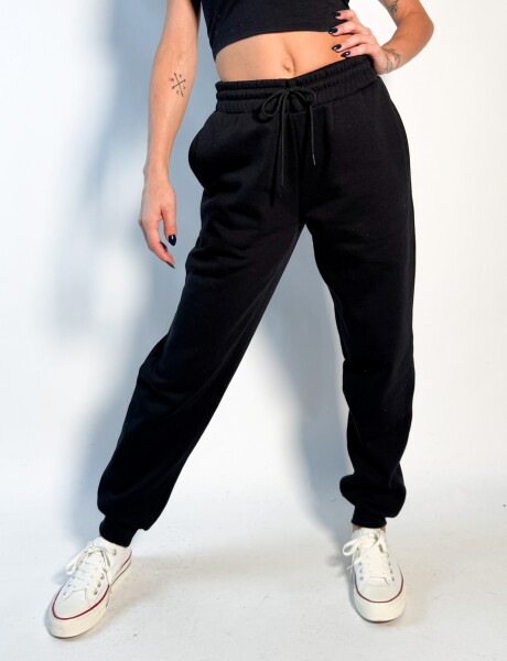 Jogger de algodon con puño Gaia Negro