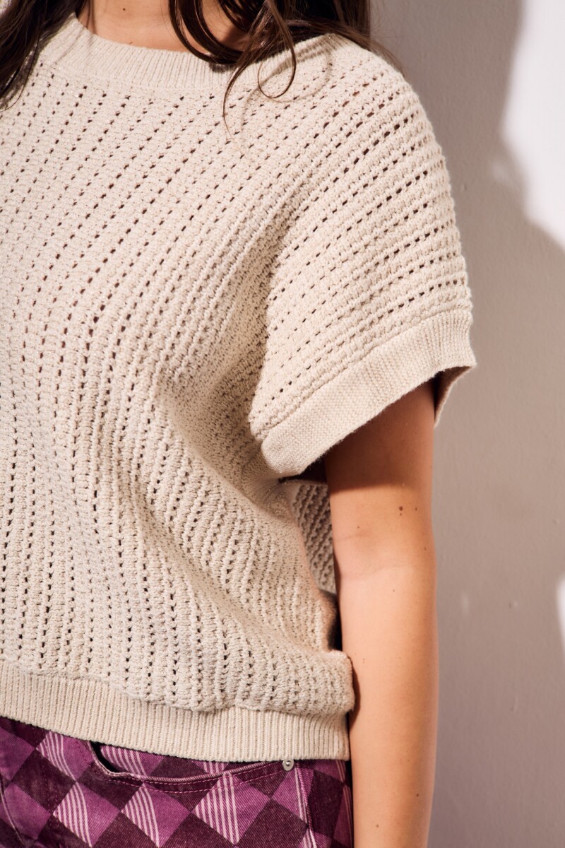 Chaleco Lurex Beige Melange