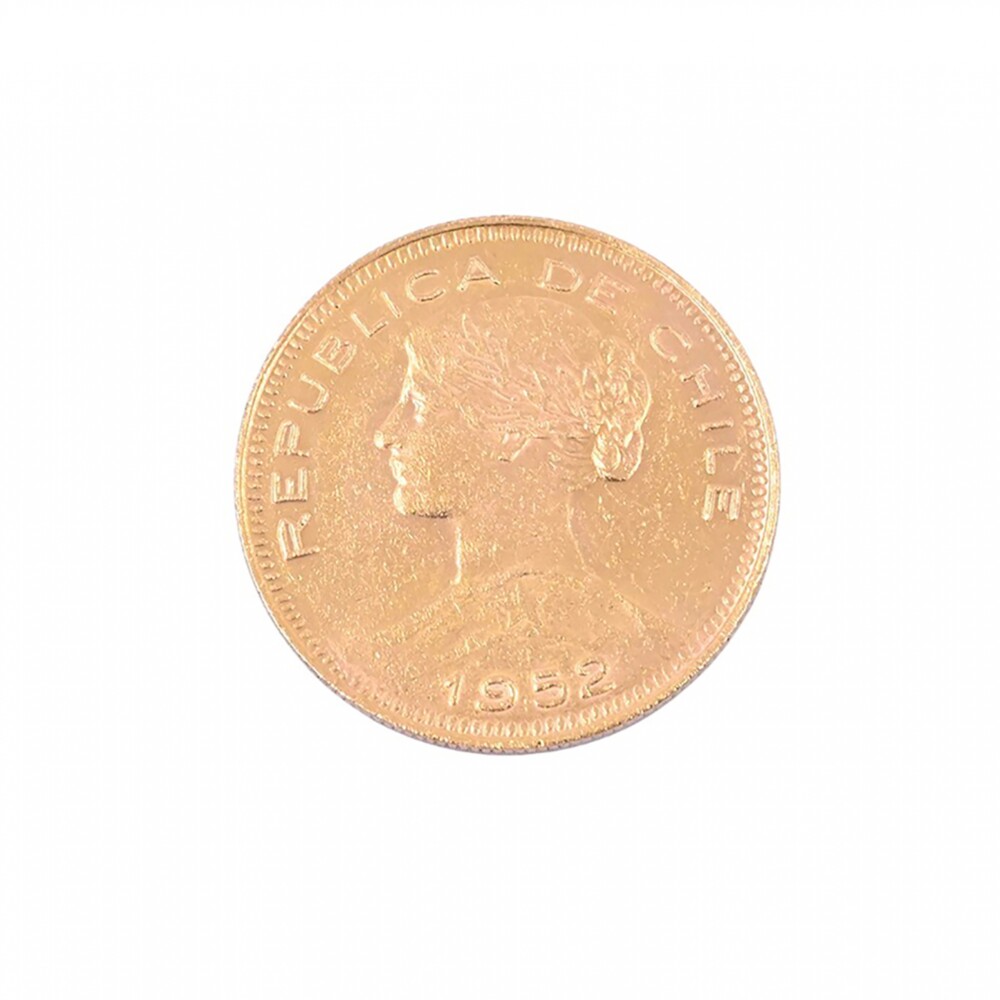 Moneda de oro Republica de Chile 100 pesos año 1952. Moneda de oro Republica de Chile 100 pesos año 1952.
