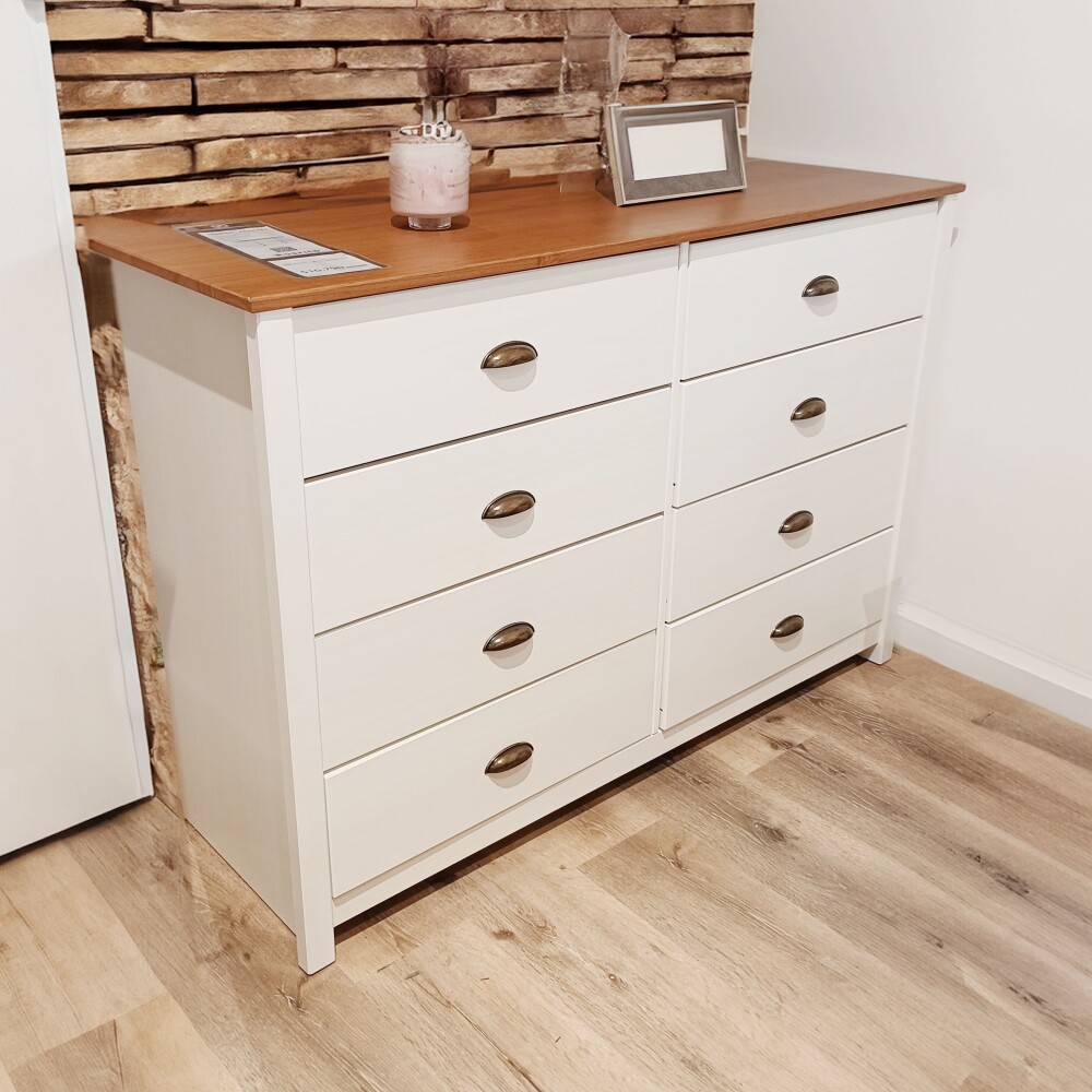 Cómoda 8 cajones - Linea Colonial Blanco/Freijo