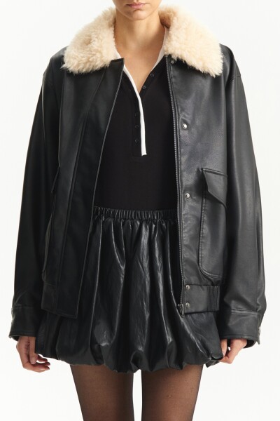 CHAQUETA CUELLO PELO Negro