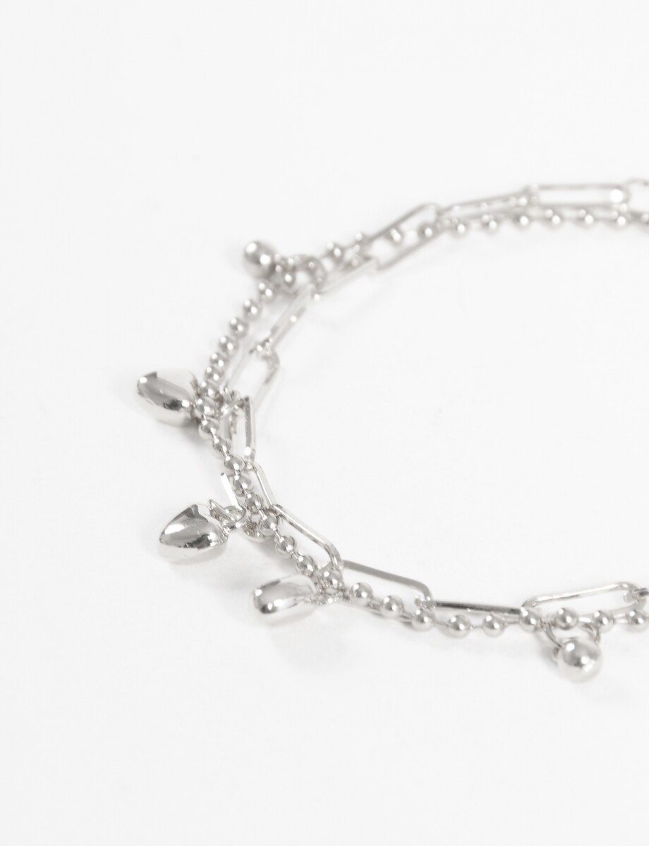 Pulsera doble dije cora - plateado 