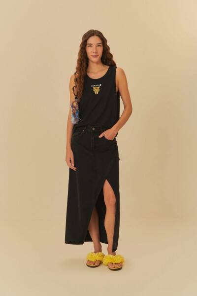FALDA LARGA DENIM Negro