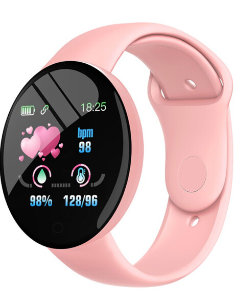 Reloj Smartwatch circular con malla en silicona Rosa