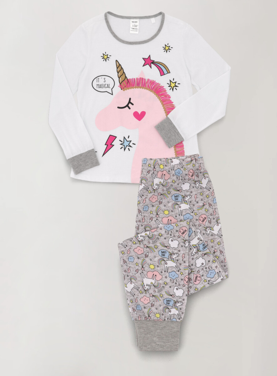 Pijama de niña algodón magical - Gris 