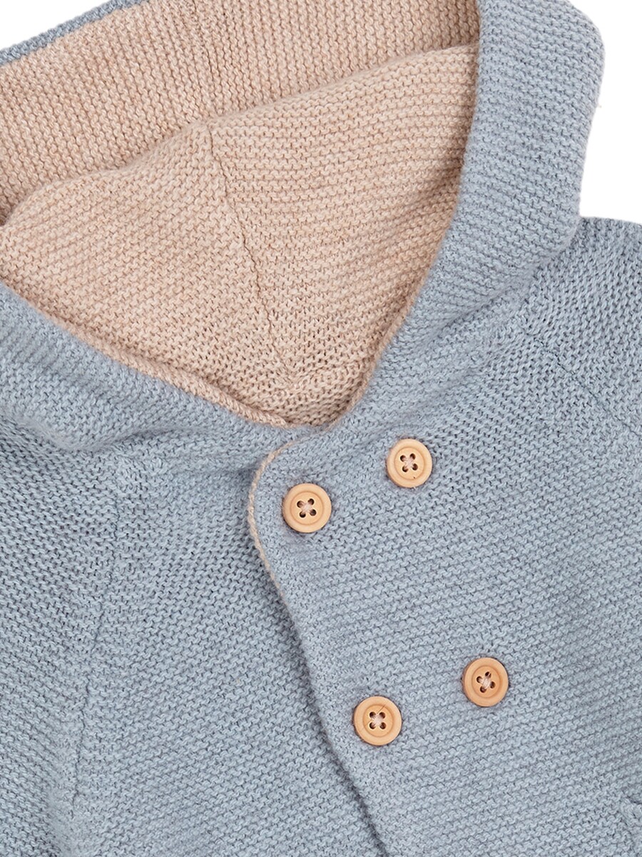 Abrigo De Doble Faz Azul Nuevo Melange