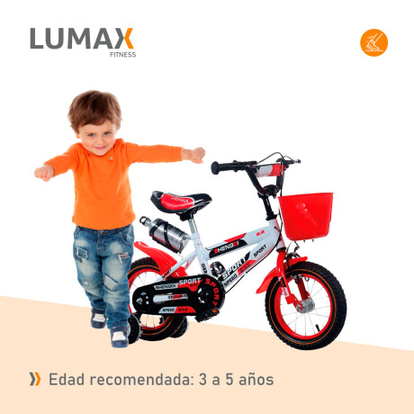 Bicicleta Rodado 14 Con Canasto Y Caramañola Niño Niña Lumax Rojo