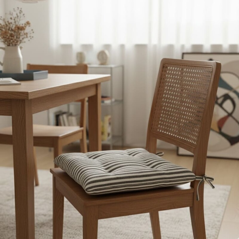 Almohadón para silla algodón Rayas Taupe