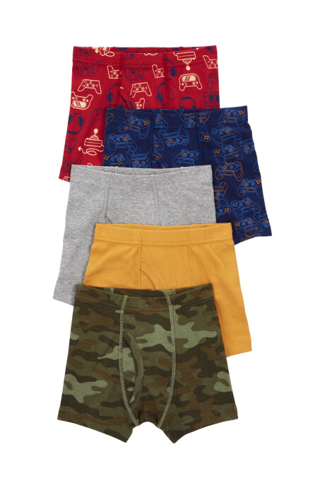 Pack cinco calzoncillos boxer de algodón, diseño videojuegos. Talles 6-14 Sin color