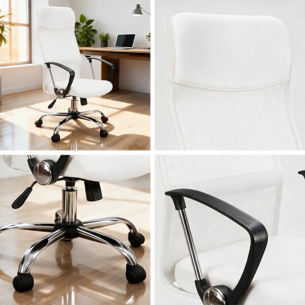 Silla de escritorio Oficina Sillon Ejecutiva Ergonomica giratoria Tela Mesh IMBACK Color Blanco Silla de escritorio Oficina Sillon Ejecutiva Ergonomica giratoria Tela Mesh IMBACK Color Blanco