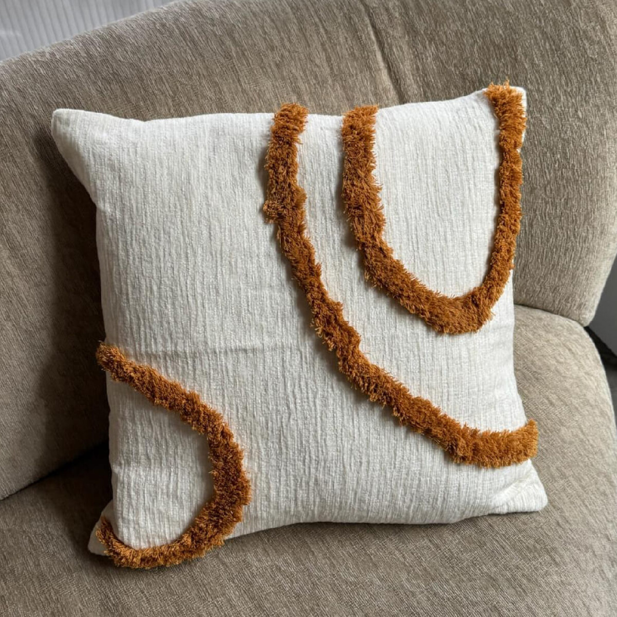 Funda de almohadón lineas naranja 45x45cm 