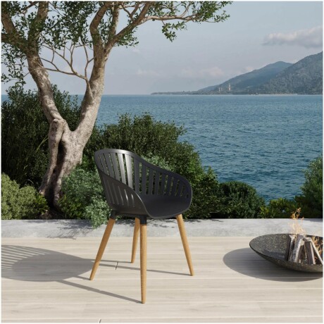 Silla De Exterior RUSTICO Cannes Carver Patas De Eucalipto - Negra Silla De Exterior RUSTICO Cannes Carver Patas De Eucalipto - Negra