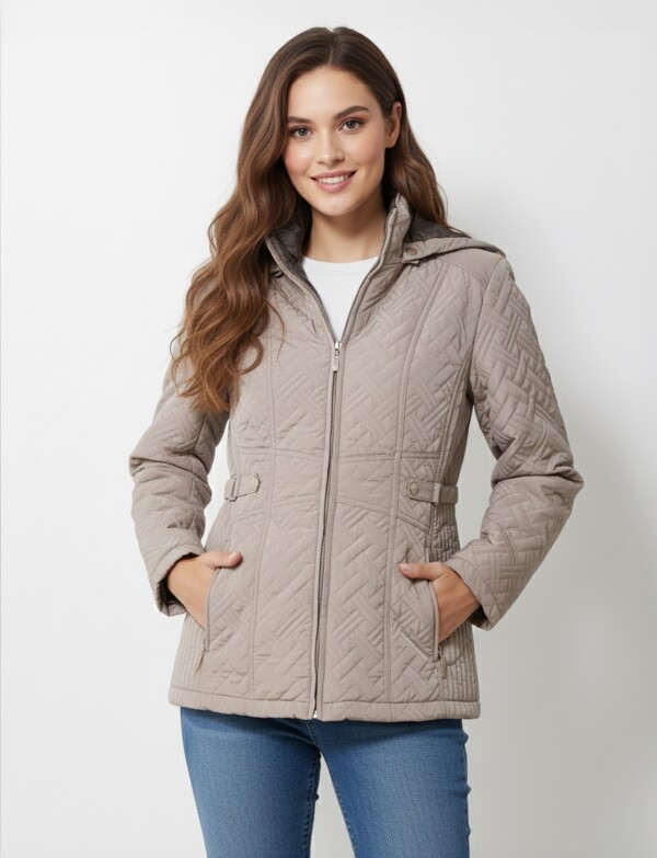 Campera Capitoneada Capucha TOSTADO