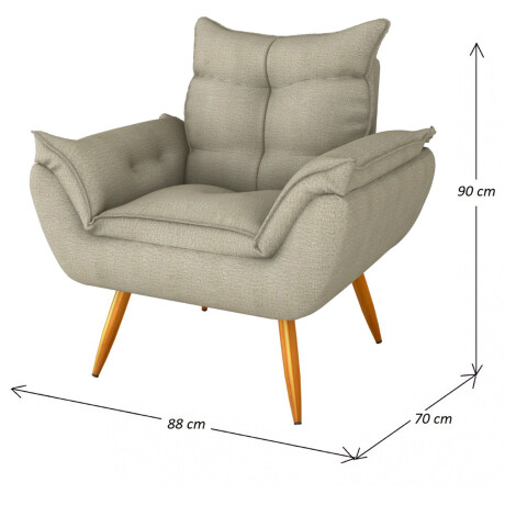 Sillón Butaca Poltrona Turín 1 Cuerpo con Patas de Eucalipto Beige
