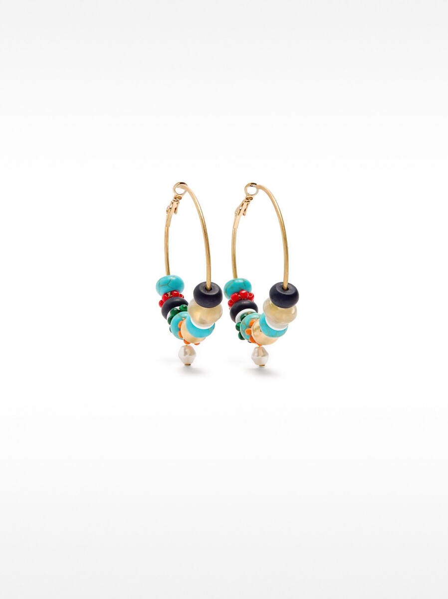 Aros Con Piedras Y Vidrio - multicolor 