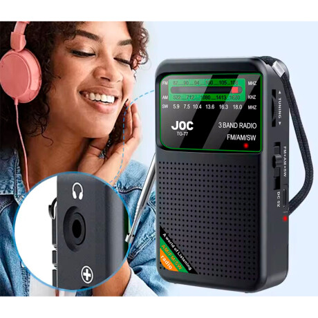 Radio JOC FM/AM/SW Recargable Parlante y Auriculares TG-66 NEGRO