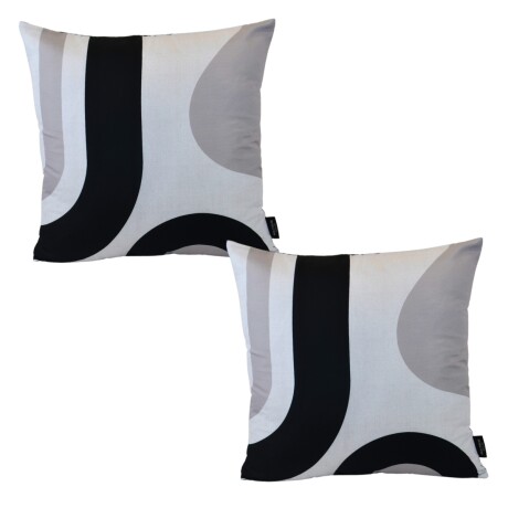 Set x2 funda de almohadones lisa 43 x 43 cm RAYAS NEGRO Y GRIS