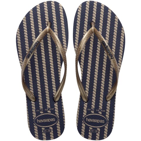 Sandalias Havaianas Slim Nautical Mujer Azul Marino Oro Rosa Metálico