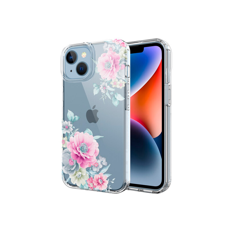 Protector para iPhone 13/14 transparente diseño flores Protector Para Iphone 13/14 Transparente Diseño Flores