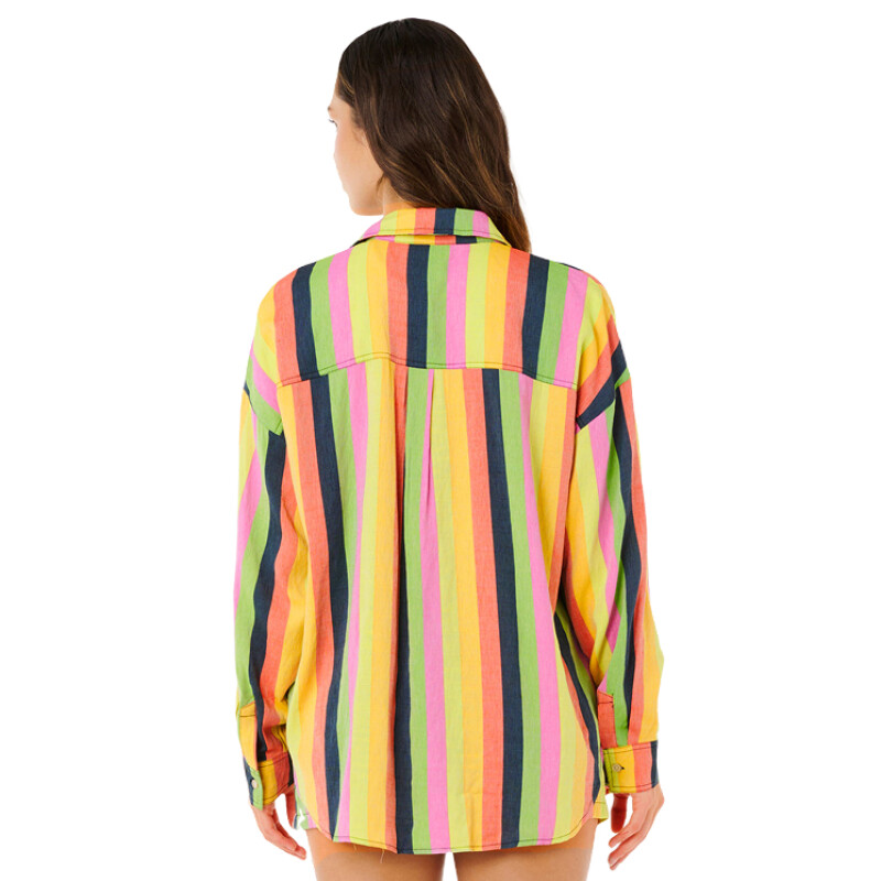 Camisa Rip Curl Neon Stripe Relaxed Shirt - Multicolor Camisa Rip Curl Neon Stripe Relaxed Shirt - Multicolor