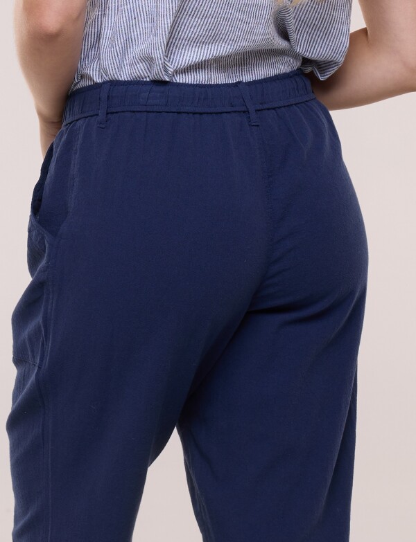 Capri Cintura Elastizada Y Detalle En Ruedo AZUL