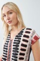Blusa frente estampado abstracto beige