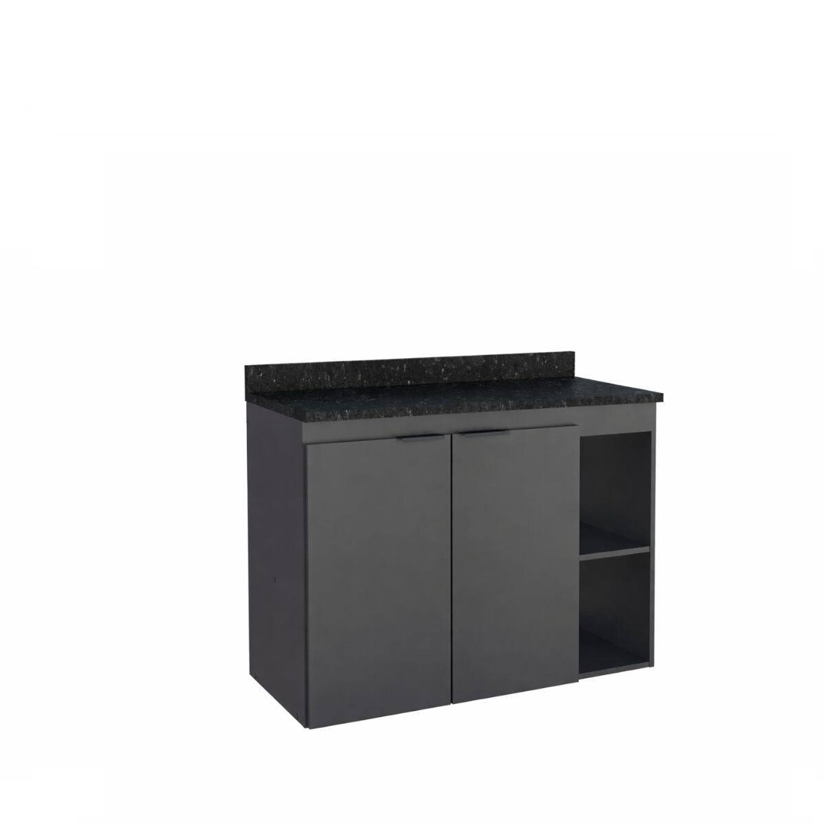 Mueble De Baño Suspendido Aster Negro 80 Cm Mesada Granito Sin Bacha 