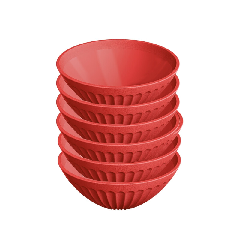 Set x6 bowl de plástico 400ml ROJO
