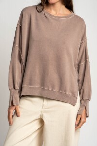 Sweater Lavado Rosa Viejo
