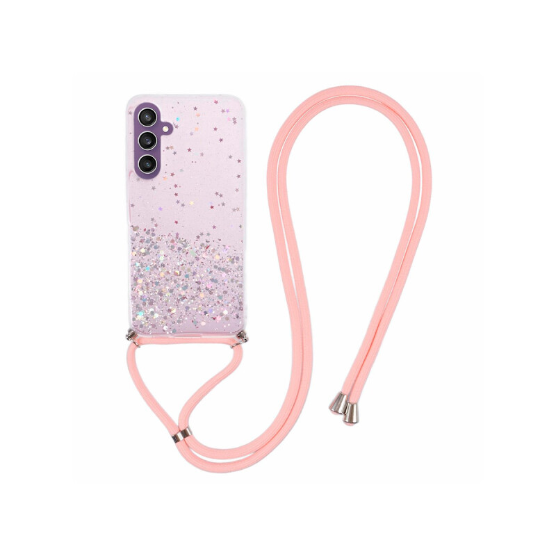 Protector Samsung Galaxy S23 FE con brillos y correa color rosa Protector Samsung Galaxy S23 Fe Con Brillos Y Correa Color Rosa