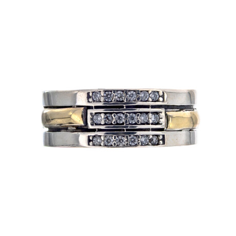 Anillo de plata 925 y double en oro 18 ktes con circonias. Anillo de plata 925 y double en oro 18 ktes con circonias.