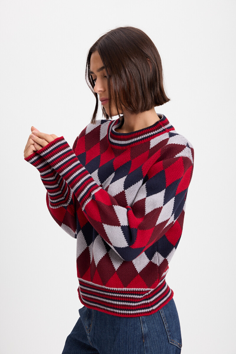 Sweater Escocesa Bordeaux