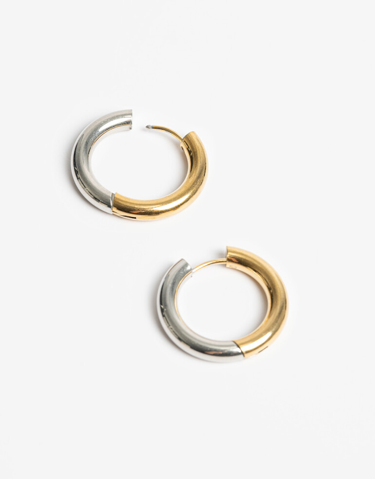 Aros Argollas Metal Argollas De Acero Bicolor - Combinacion Bicolor