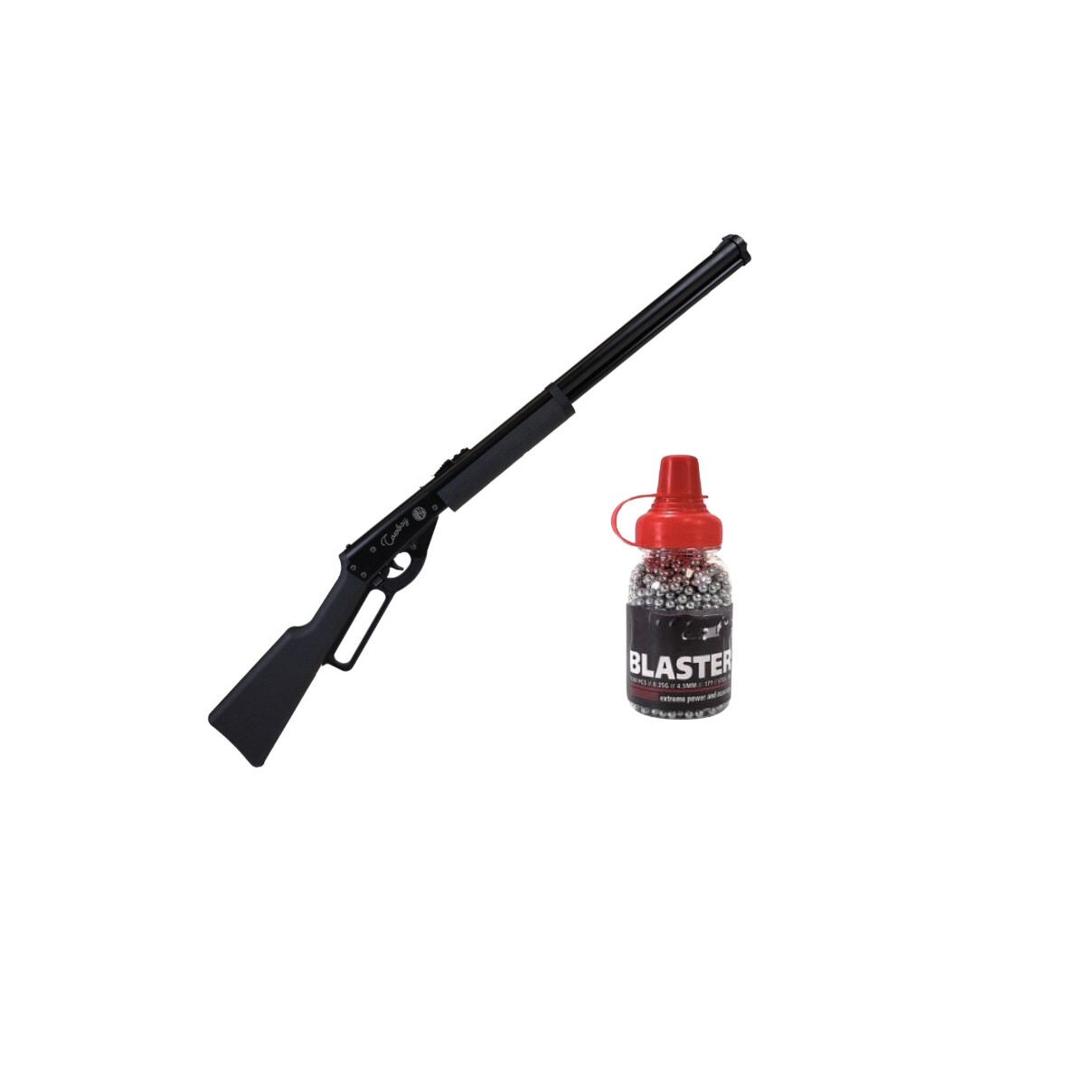 Combo - Rifle palanquero COWBOY 4.5mm polímero - Rossi + Bbs balines de acero 4.5mm 