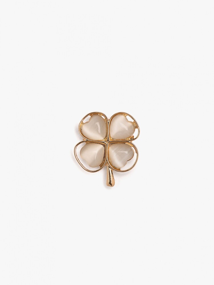 Broche Con Trébol beige