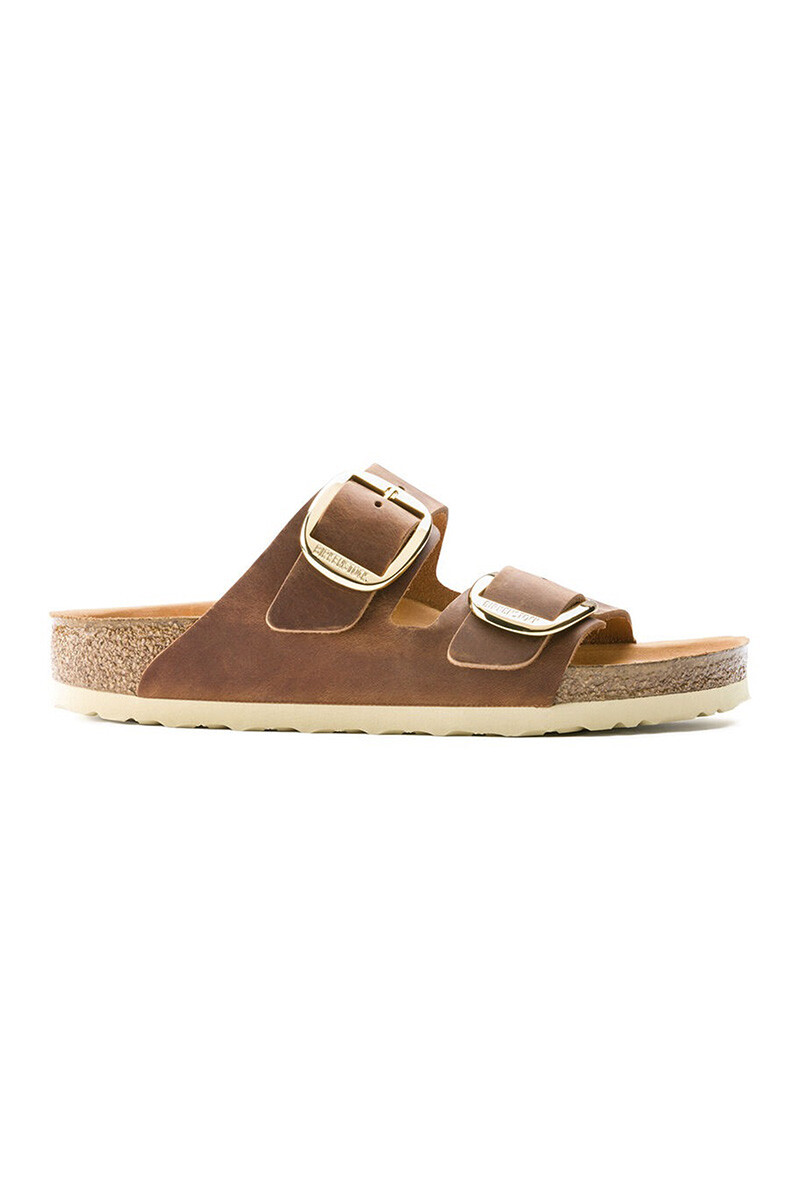 Sandalia Arizona Big Buckle Oiled Leather - Regular Cognac