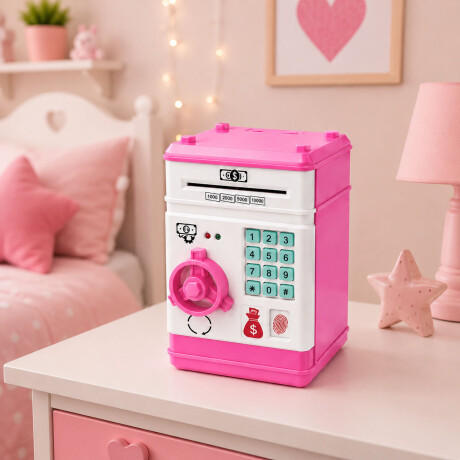 Alcancía Infantil Caja Fuerte Electronica Huella Clave Rosa