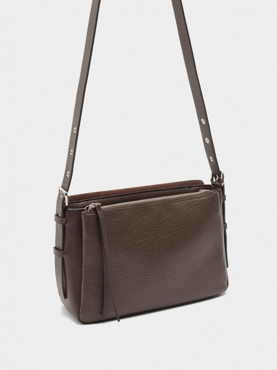 Bolso Bandolera Con Piel marron