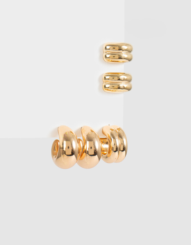 Bijou Cuff De metal Set De Aros Chunky - Dorado