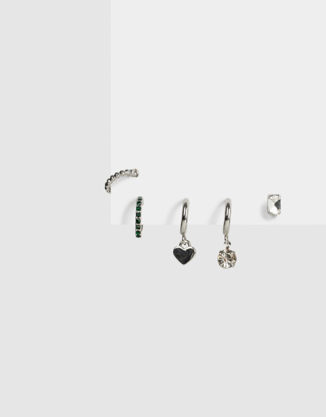 Aros Sets Con strass Set De Aros Con Strass Plateado - Plateado